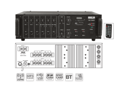 Ahuja TZA1500DP, w/ USB, 6-Microphone & 2-Aux Input, PA Amplifier